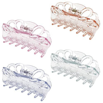 Bphne 4 Pack Clear Hair Clips for Women – 3.5 Inch Butterfly Banana Clips, Non Slip Strong Hold Jaw Clamps, Transparent Hair Clips for Thick or Thin Hair