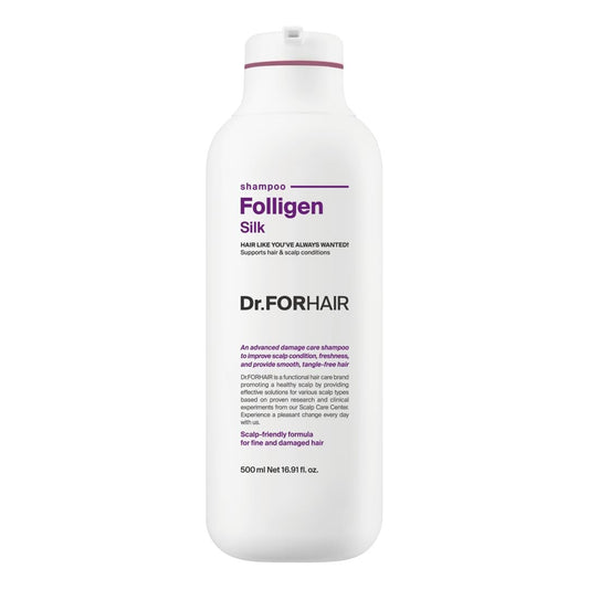 Dr.FORHAIR Folligen Silk Shampoo - Korean Haircare for Volume & Damage Care, Smooths and Softens Rough Hair, Hair Thickening & Fuller Looking, 16.91 fl oz Avelisse