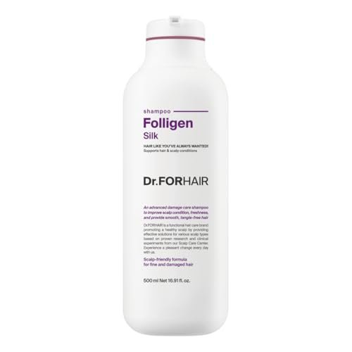 Dr.FORHAIR Folligen Silk Shampoo - Korean Haircare for Volume & Damage Care, Smooths and Softens Rough Hair, Hair Thickening & Fuller Looking, 16.91 fl oz Avelisse