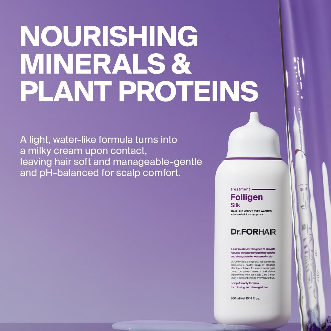 DR.FORHAIR Folligen Silk Treatment - Korean Hair Mask for Dry Damaged Hair, Scalp Treatment & Hair Thickening, 10.14 fl oz Avelisse