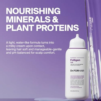 Dr.FORHAIR Folligen Silk Shampoo - Korean Haircare for Volume & Damage Care, Smooths and Softens Rough Hair, Hair Thickening & Fuller Looking, 16.91 fl oz Avelisse