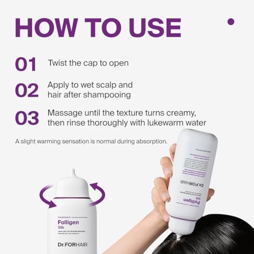 DR.FORHAIR Folligen Silk Treatment - Korean Hair Mask for Dry Damaged Hair, Scalp Treatment & Hair Thickening, 10.14 fl oz Avelisse