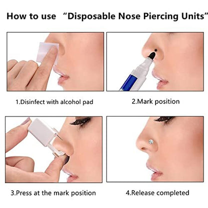 HYJLPAF Nose Piercing Kit - 3 Pack Self Piercing Gun, Disposable Safety Kit with Nose Rings and Studs