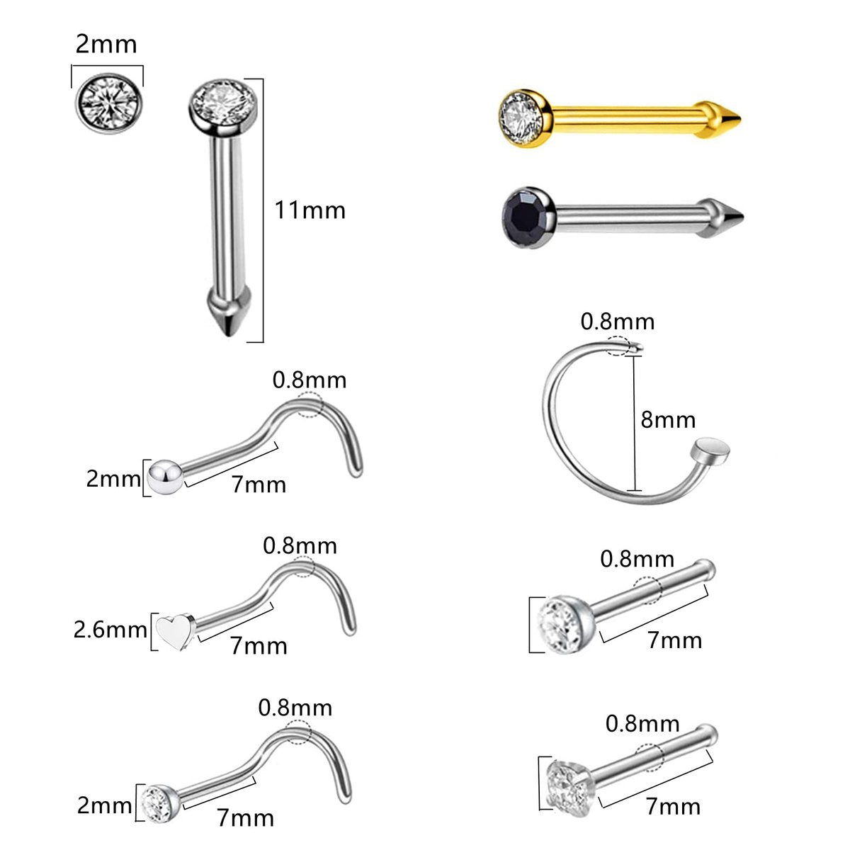 HYJLPAF Nose Piercing Kit - 3 Pack Self Piercing Gun, Disposable Safety Kit with Nose Rings and Studs - görsel 3