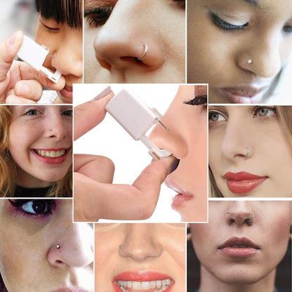 HYJLPAF Nose Piercing Kit - 3 Pack Self Piercing Gun, Disposable Safety Kit with Nose Rings and Studs