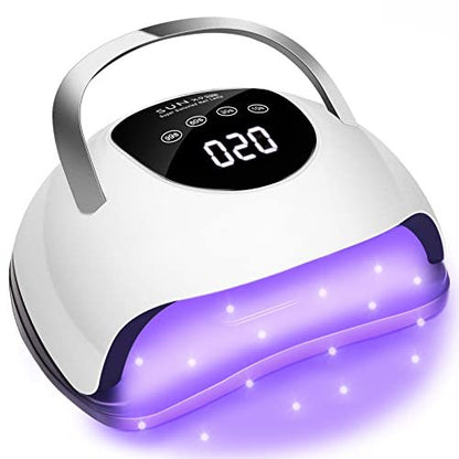 Wisdompark 220W LED Nail Lamp for Gel Nails – Fast Curing with 57 Lamp Beads & 4 Timers – Professional UV Light for Home Salon, White Avelisse