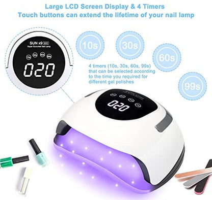 Wisdompark 220W LED Nail Lamp for Gel Nails – Fast Curing with 57 Lamp Beads & 4 Timers – Professional UV Light for Home Salon, White Avelisse
