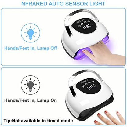 Wisdompark 220W LED Nail Lamp for Gel Nails – Fast Curing with 57 Lamp Beads & 4 Timers – Professional UV Light for Home Salon, White Avelisse
