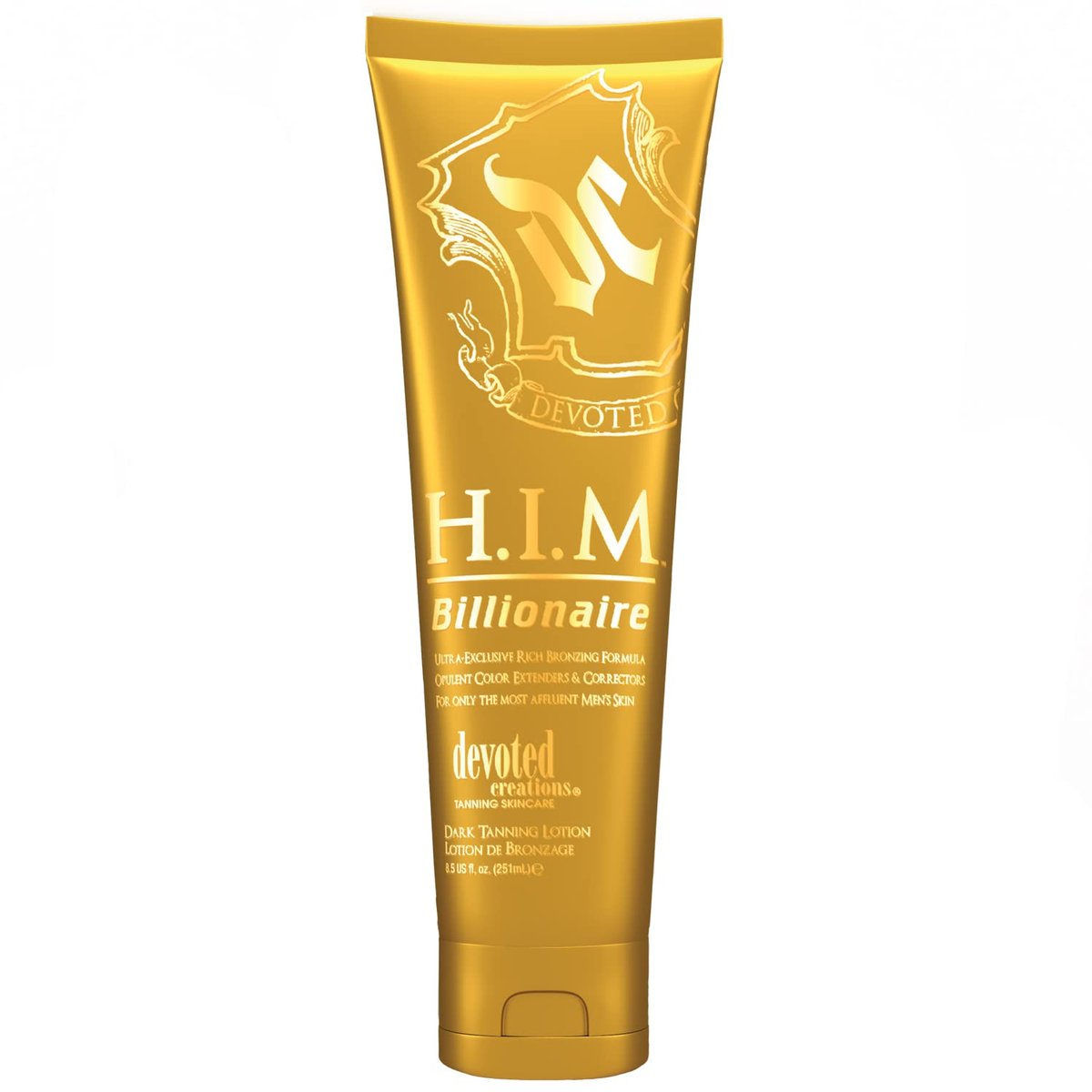 Devoted Creations H.I.M Billionaire Dark Tanning Lotion – Ultra-Exclusive Rich Bronzing Formula with Opulent Color Extenders and Correctors – 8.5 oz. Avelisse