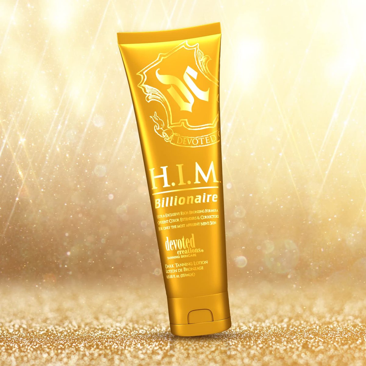 Devoted Creations H.I.M Billionaire Dark Tanning Lotion – Ultra-Exclusive Rich Bronzing Formula with Opulent Color Extenders and Correctors – 8.5 oz. Avelisse