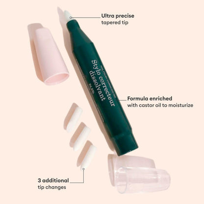 Manucurist Nail Polish Corrector Pen – Acetone-Free, Bio-Sourced Gel Nail Polish Remover with 3 Tapered Refill Tips Avelisse