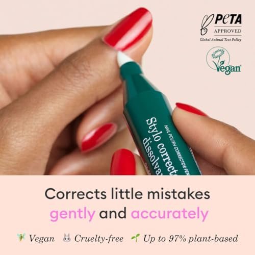 Manucurist Nail Polish Corrector Pen – Acetone-Free, Bio-Sourced Gel Nail Polish Remover with 3 Tapered Refill Tips Avelisse