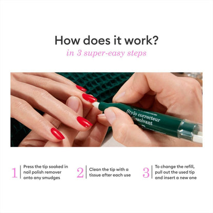 Manucurist Nail Polish Corrector Pen – Acetone-Free, Bio-Sourced Gel Nail Polish Remover with 3 Tapered Refill Tips Avelisse