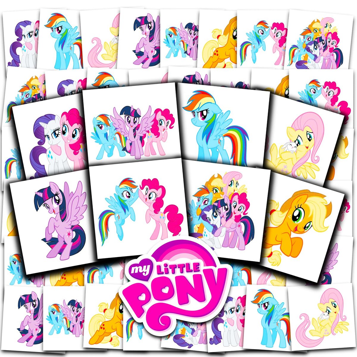 My Little Pony Temporary Tattoos Party Favors Bundle – 70+ Individual 2" x 2" MLP Tattoos for Kids, Boys & Girls – Made in USA - görsel 1