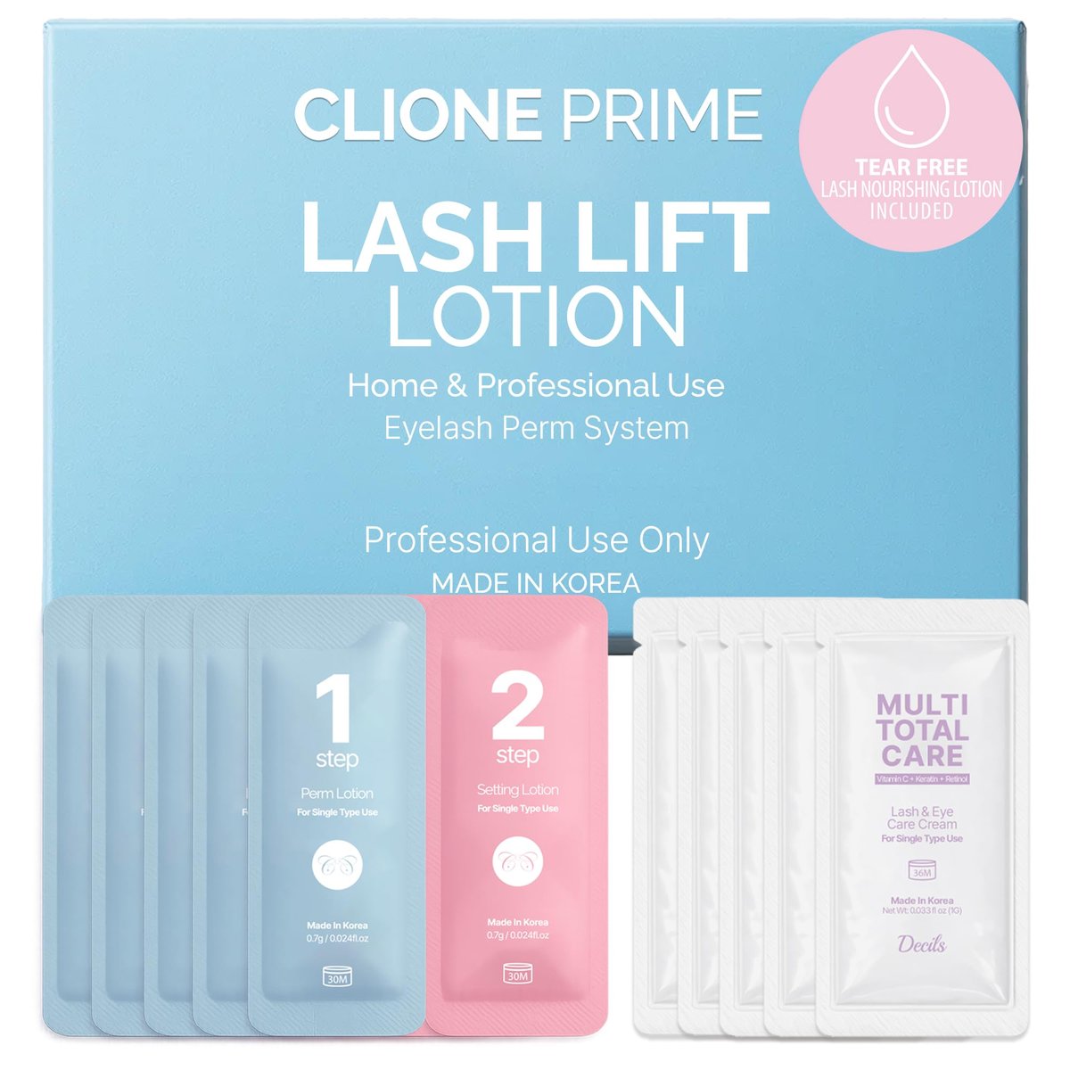 CLIONE PRIME Korean Lash Lift Lotion - Eyebrow Lamination & Eyelash Perm for Home & Professional Use Avelisse