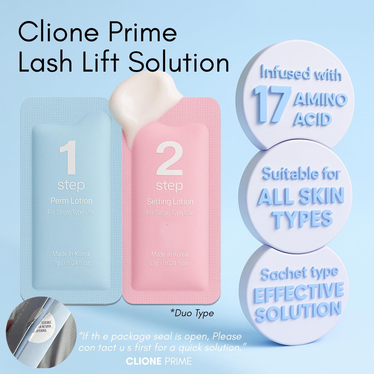 CLIONE PRIME Korean Lash Lift Lotion - Eyebrow Lamination & Eyelash Perm for Home & Professional Use Avelisse