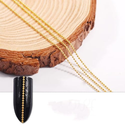 Gold 3D Rhinestone Steel Ball Chain Nail Art Decorations - 4pcs 50cm Bellecrey