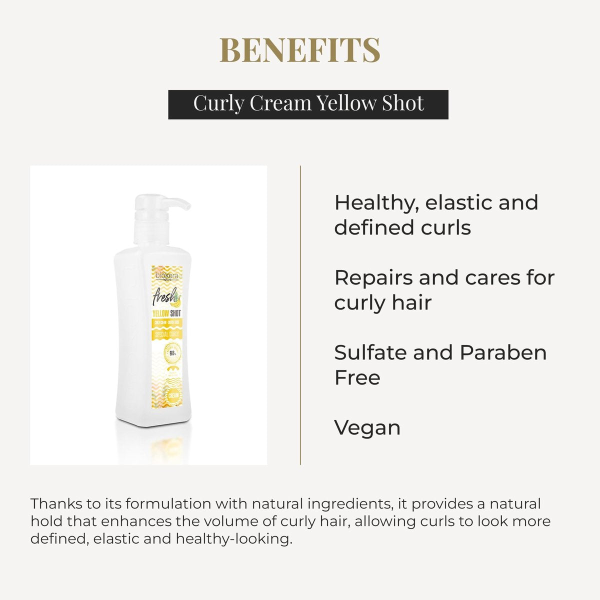 SALERM Curl Activator Cream – Biokera Fresh Yellow Shot – 300 ml – Defined Curls, Deep Hydration, Frizz-Free – Sulfate-Free & Paraben-Free Avelisse