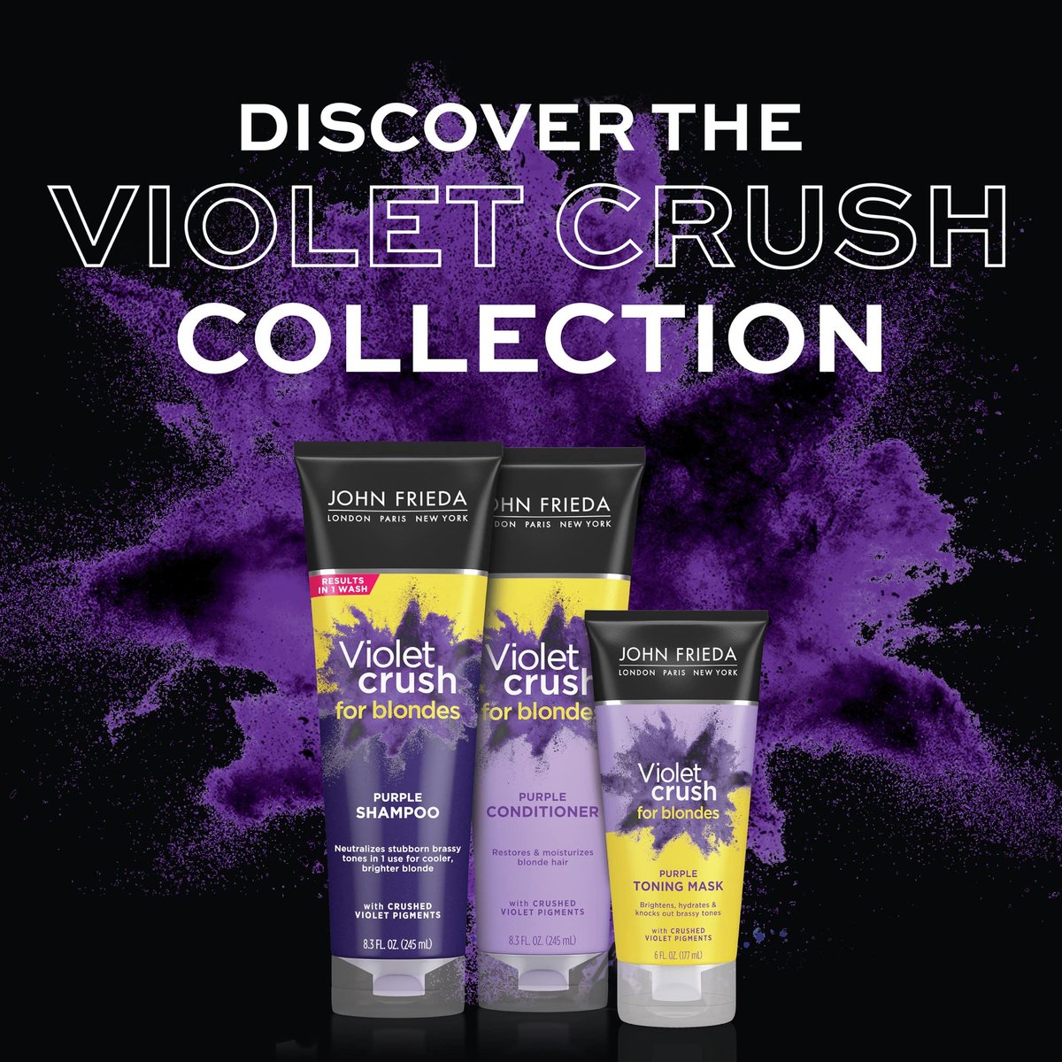 John Frieda Violet Crush Purple Conditioner for Blonde Hair - Neutralizes Brassy Tones, 16 FL OZ Avelisse