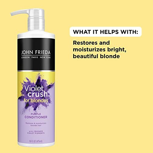 John Frieda Violet Crush Purple Conditioner for Blonde Hair - Neutralizes Brassy Tones, 16 FL OZ Avelisse