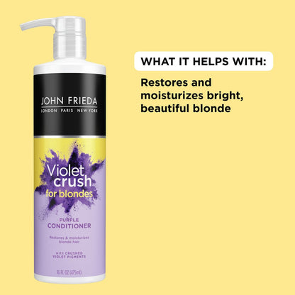 John Frieda Violet Crush Purple Conditioner for Blonde Hair - Neutralizes Brassy Tones, 16 FL OZ Avelisse