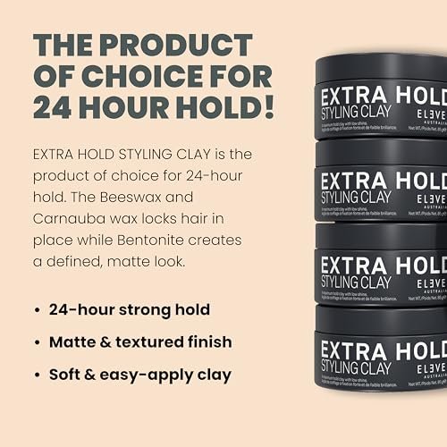 ELEVEN AUSTRALIA Extra Hold Styling Hair Clay for Men and Women - Maximum Hold, Matte Finish, Texture, Long-Lasting Definition, 3 oz - görsel 4