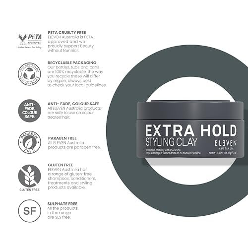 ELEVEN AUSTRALIA Extra Hold Styling Hair Clay for Men and Women - Maximum Hold, Matte Finish, Texture, Long-Lasting Definition, 3 oz - görsel 10