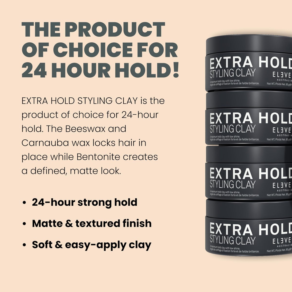 ELEVEN AUSTRALIA Extra Hold Styling Hair Clay for Men and Women - Maximum Hold, Matte Finish, Texture, Long-Lasting Definition, 3 oz - görsel 3