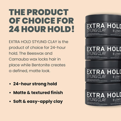 ELEVEN AUSTRALIA Extra Hold Styling Hair Clay for Men and Women - Maximum Hold, Matte Finish, Texture, Long-Lasting Definition, 3 oz
