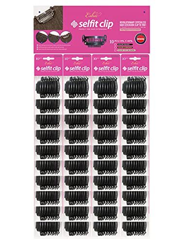 Esha Selfit Clip 10pcs for Hair Extensions - Natural Black - görsel 3