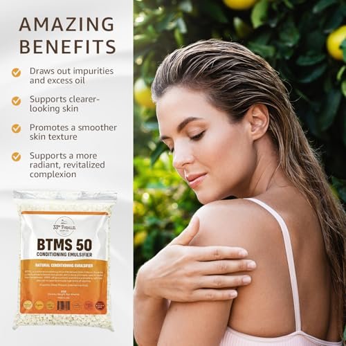 33rd PARALLEL BTMS 50 Conditioning Emulsifier - 1 LBS (16 Oz) - 100% Natural Plant Derived Behentrimonium Methosulfate Cetearyl Alcohol - USA Made Avelisse