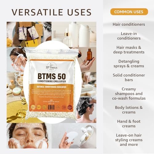 33rd PARALLEL BTMS 50 Conditioning Emulsifier - 1 LBS (16 Oz) - 100% Natural Plant Derived Behentrimonium Methosulfate Cetearyl Alcohol - USA Made Avelisse