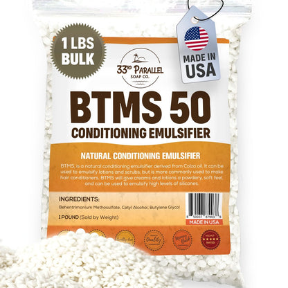 33rd PARALLEL BTMS 50 Conditioning Emulsifier - 1 LBS (16 Oz) - 100% Natural Plant Derived Behentrimonium Methosulfate Cetearyl Alcohol - USA Made Avelisse