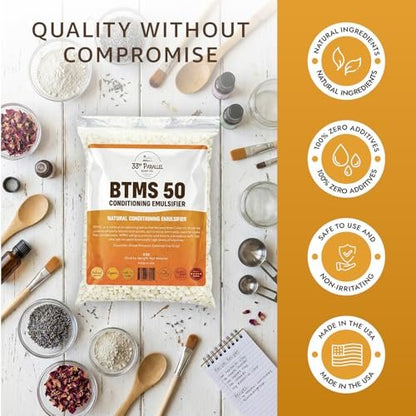 33rd PARALLEL BTMS 50 Conditioning Emulsifier - 1 LBS (16 Oz) - 100% Natural Plant Derived Behentrimonium Methosulfate Cetearyl Alcohol - USA Made Avelisse