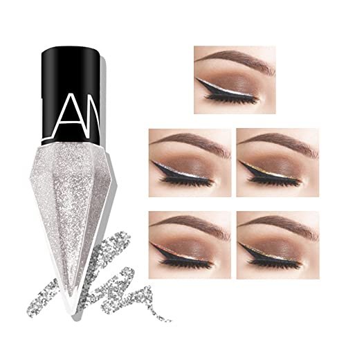 Go Ho Glitter Liquid Eyeliner Set - 5 Colorful Metallic Shimmer Eyeliners: White, Silver, Gold, Diamond - Waterproof Long Lasting Sparkle Eye Makeup - görsel 4