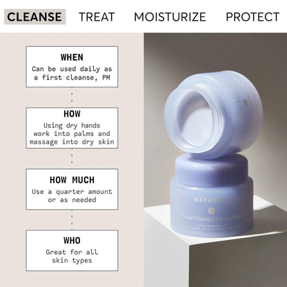 Naturium Purple Ginseng Cleansing Balm Plus - Smoothing Face Wash with Plant-Based Esters & Linoleic-Rich Oils, 3.0 oz