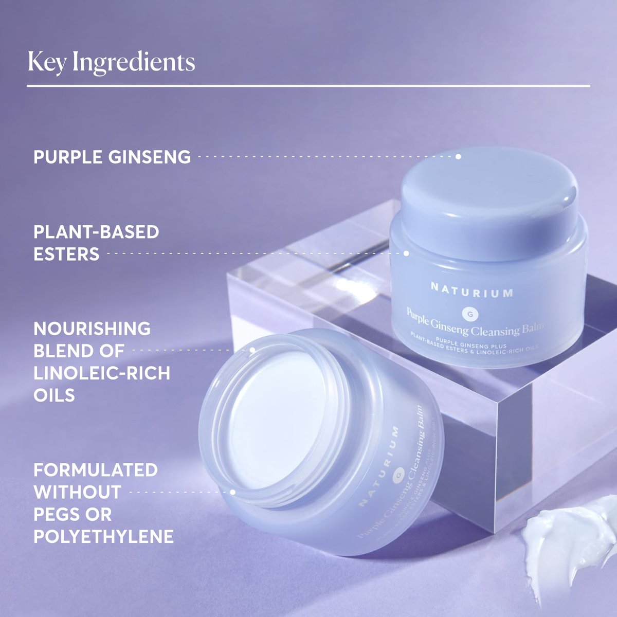 Naturium Purple Ginseng Cleansing Balm Plus - Smoothing Face Wash with Plant-Based Esters & Linoleic-Rich Oils, 3.0 oz - görsel 8