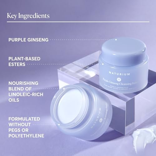 Naturium Purple Ginseng Cleansing Balm Plus - Smoothing Face Wash with Plant-Based Esters & Linoleic-Rich Oils, 3.0 oz - görsel 7