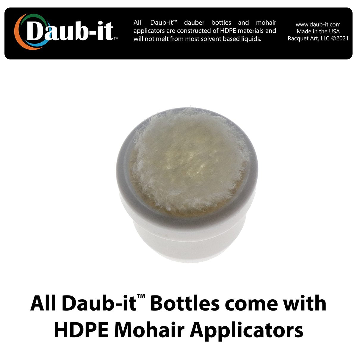 Racquet Art Daub-it Empty Bottles with Mohair Dauber Applicators - 8 oz - 2 Pack - görsel 7