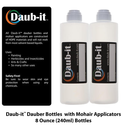 Racquet Art Daub-it Empty Bottles with Mohair Dauber Applicators - 8 oz - 2 Pack