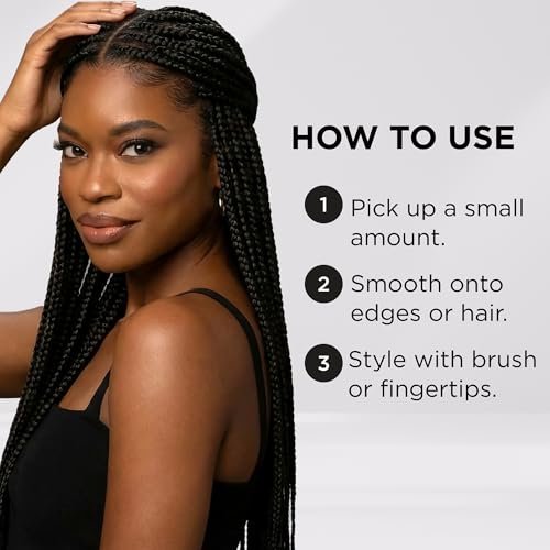 Style Factor EDGE BOOSTER HIDEOUT Water-Based Pomade - Strong Hold & Instant Gray Coverage for Edges, Flyaways & Roots - High Shine Finish - Natural Black - 3.38 oz Avelisse
