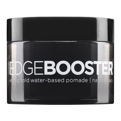 Style Factor EDGE BOOSTER HIDEOUT Water-Based Pomade - Strong Hold & Instant Gray Coverage for Edges, Flyaways & Roots - High Shine Finish - Natural Black - 3.38 oz Avelisse