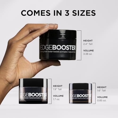 Style Factor EDGE BOOSTER HIDEOUT Water-Based Pomade - Strong Hold & Instant Gray Coverage for Edges, Flyaways & Roots - High Shine Finish - Natural Black - 3.38 oz Avelisse