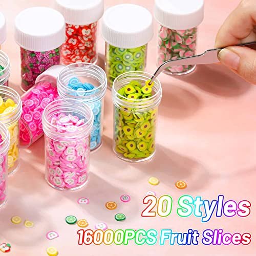 16000 Pcs Fruit Nail Art Slices - Acejoz 20 Styles Fruit Slime Charms Fimo Slices 3D Polymer Slices for Slime, Lip Gloss Making, Resin and Nail Art Decorations - görsel 6