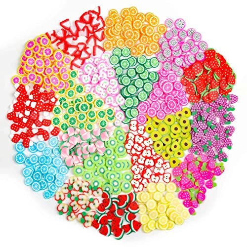 16000 Pcs Fruit Nail Art Slices - Acejoz 20 Styles Fruit Slime Charms Fimo Slices 3D Polymer Slices for Slime, Lip Gloss Making, Resin and Nail Art Decorations - görsel 4