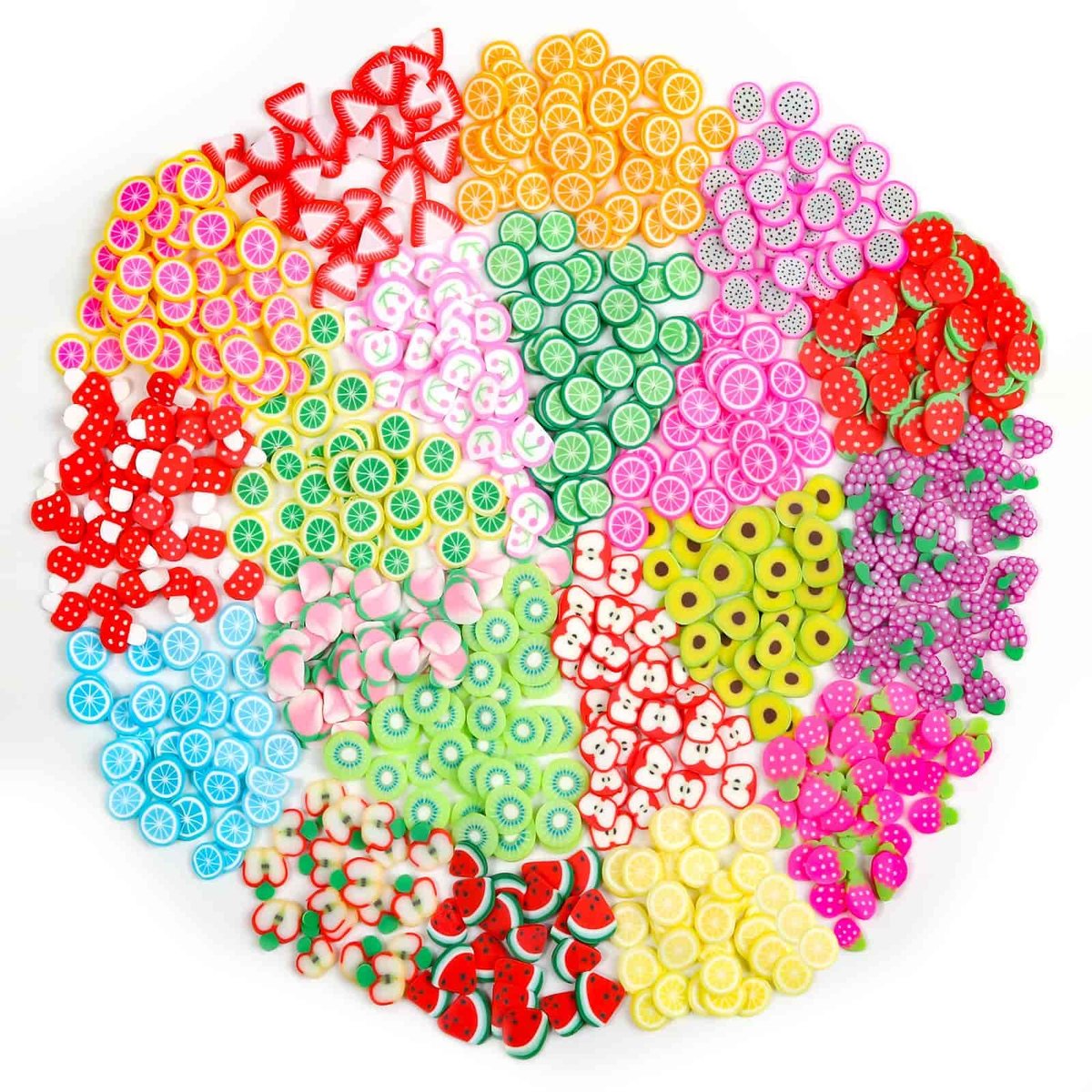 16000 Pcs Fruit Nail Art Slices - Acejoz 20 Styles Fruit Slime Charms Fimo Slices 3D Polymer Slices for Slime, Lip Gloss Making, Resin and Nail Art Decorations - görsel 3