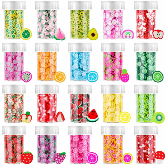 16000 Pcs Fruit Nail Art Slices - Acejoz 20 Styles Fruit Slime Charms Fimo Slices 3D Polymer Slices for Slime, Lip Gloss Making, Resin and Nail Art Decorations