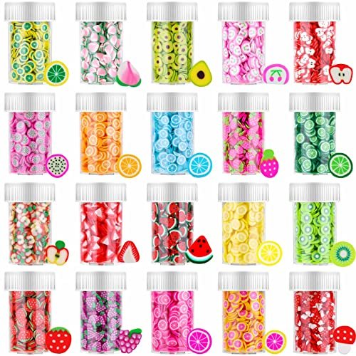 16000 Pcs Fruit Nail Art Slices - Acejoz 20 Styles Fruit Slime Charms Fimo Slices 3D Polymer Slices for Slime, Lip Gloss Making, Resin and Nail Art Decorations - görsel 2