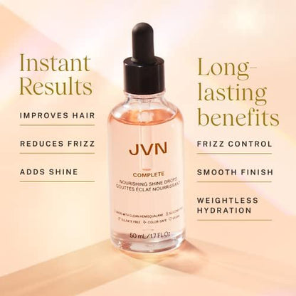 JVN Complete Nourishing Shine Drops – Frizz Fighting Hair Oil for Shine & Strength, Silicone Free, 1.7 Fl Oz