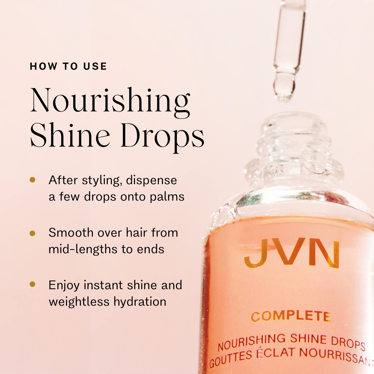 JVN Complete Nourishing Shine Drops – Frizz Fighting Hair Oil for Shine & Strength, Silicone Free, 1.7 Fl Oz - görsel 5